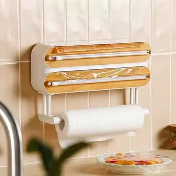 Магнитный держатель для пленки с резаком, держатель для эластичной пищевой пленки, резаки для слайдов, настенное крепление, диспенсер для пластиковой фольги, кухонный инструмент серый