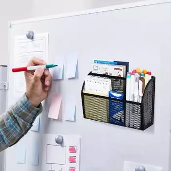 Магнитный держатель для ручек, 3 отделения, сверхмощный металлический холодильник, доска, школьные и офисные принадлежности, органайзер для хранения канцелярских принадлежностей розовый