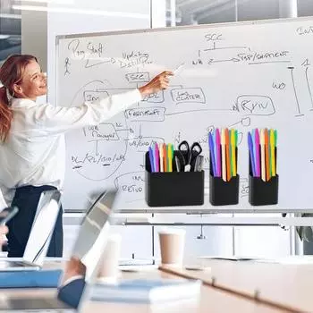 Магнитный держатель для ручек, ручек для салфеток, карандашей, маркеров, многофункциональная полка для хранения на холодильнике, офис, школа S чёрный