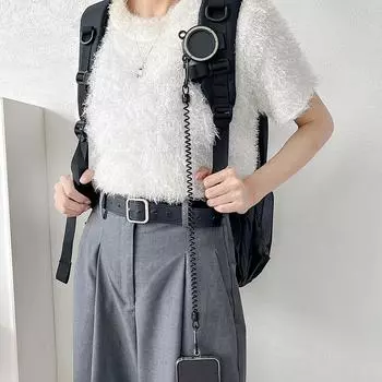 Магнитный держатель для рюкзака с зажимом для ремня для телефона Magsafe для iPhone для Samsung Xiaomi Huawei Anti-Lost Phone Metal Hook Spring Rope чёрный