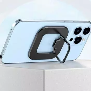 Магнитный держатель для телефона, автомобильное крепление, настольная подставка-держатель, алюминиевая подставка для пальцев Magsafe для IPhone 13 14 Samsung чёрный