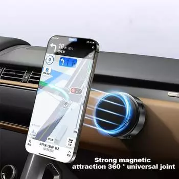 Магнитный держатель для телефона из алюминиевого сплава, автомобильное крепление, вращающееся на 360 градусов, магнитная присоска чёрный