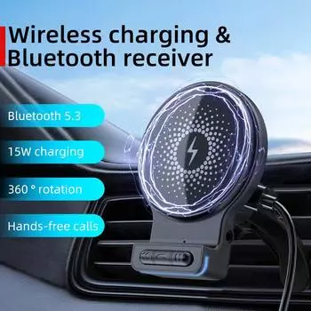 Магнитный держатель для телефона на вентиляционную решетку автомобиля, Bluetooth-приемник с портом AUX для Magsafe iPhone 15 Xiaomi Samsung, сильная магнитная подставка
