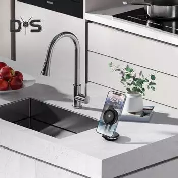 Магнитный держатель для телефона с двумя присосками, беспроводная зарядка, регулируемое крепление на приборную панель автомобиля для дома