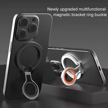 Магнитный держатель для телефона с кольцом-подставкой для Magsafe, вращающийся на 360 градусов, захват для пальцев оранжевый/чёрный