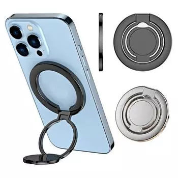 Магнитный держатель для телефона с кольцом-подставкой из цинкового сплава для смартфонов iPhone серебряный