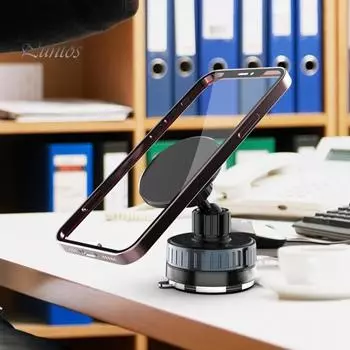 Магнитный держатель для телефона с мощным вакуумным присосом, высокой устойчивостью, устойчивым к сотрясениям, универсальным вращающимся на 720 градусов магнитным присоской для телефона чёрный