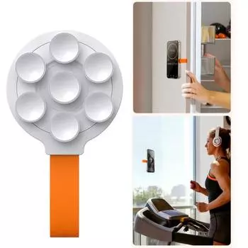 Магнитный держатель для телефона с присоской и ремешком на руку, силиконовая подставка для iPhone 15, 14, 13, 12, крепление Hands-Free Grip оранжевый/белый