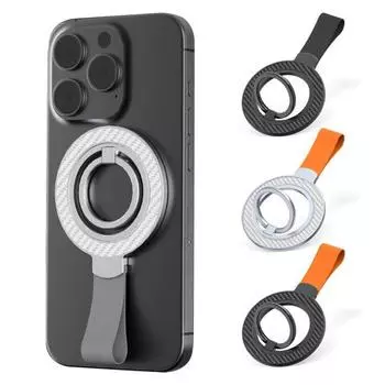 Магнитный держатель для телефона с силиконовой рукояткой, поворот на 360 градусов, складная конструкция оранжевый/чёрный