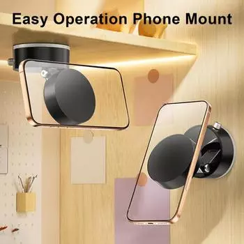 Магнитный держатель для телефона с вакуумной присоской, вращающийся на 360 градусов, универсальный, свободные руки чёрный