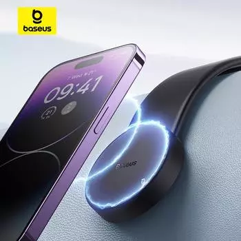 Магнитный держатель для телефона серии Baseus C02, автомобильное крепление с беспроводной зарядкой для iPhone 15, 14, 13, 12 Pro Max Plus