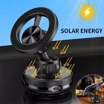 Магнитный держатель для телефона в машину, солнечный электрический вакуумный автомобильный держатель для телефона, устойчивый к адсорбции на 360 градусов, вращающийся кронштейн для мобильного телефона, салон автомобиля