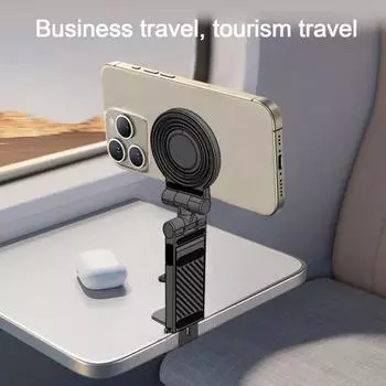 Магнитный держатель для телефона в самолете, супермагнитное крепление для телефона в самолете, необходимое крепление для телефона в путешествии на стол с возможностью вращения на 360 градусов и несколькими углами чёрный