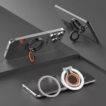 Магнитный держатель для телефона Yousheng, подставка-кольцо для Magsafe, вращающаяся на 360 градусов, подставка для пальцев, магнитное автомобильное крепление, аксессуары для смартфонов оранжевый/чёрный