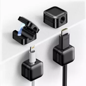 Магнитный держатель кабеля, тонкий зажим для кабеля, совместимый с различными проводами, простой в использовании с одним держателем для кабеля, магнитный зажим для кабеля, магнит для фиксации кабеля