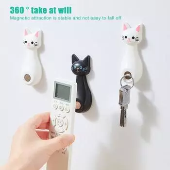 Магнитный держатель пульта дистанционного управления, не требующий сверления, простой в установке, универсальный, милый держатель для пульта дистанционного управления с кошкой, настенный органайзер белый