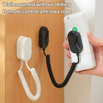 Магнитный держатель пульта дистанционного управления с пружинным тросом, простая установка, настенный органайзер для пульта дистанционного управления с защитой от потери B белый