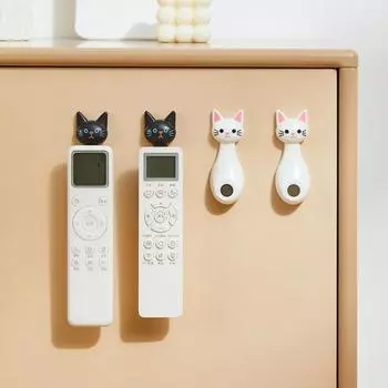 Магнитный держатель пульта дистанционного управления Yousheng, не требующий сверления, простой в установке, универсальный, милый настенный держатель для пульта дистанционного управления с изображением кота, настенный органайзер белый