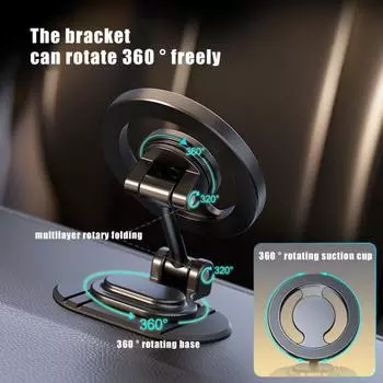 Магнитный держатель телефона для Magsafe, вращающийся на 360 градусов, цельнометаллический автомобильный держатель с чёрный