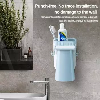 Магнитный держатель зубных щеток с ополаскивателем для полости рта, настенная подставка для зубной пасты для ванной комнаты и туалетного столика, легко моется