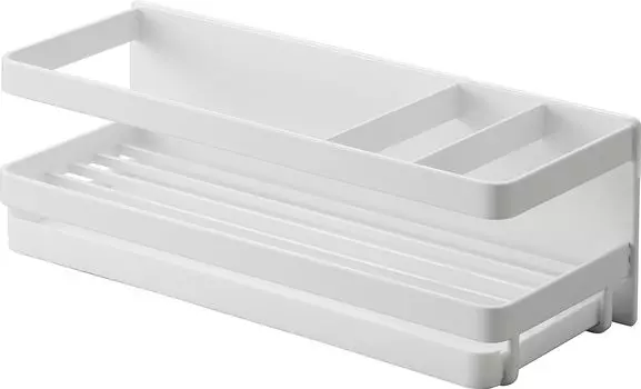 Магнитный диспенсер для губок Yamazaki Jitsugyo с подносом, белый xx H9 см, держатель для губок с крючком, плавающее хранилище 3972 и прибл.. Ш25.5 Д9.5 белый