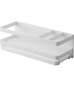 Магнитный диспенсер для губок Yamazaki Jitsugyo с подносом, белый xx H9 см, держатель для губок с крючком, плавающее хранилище 3972 и прибл.. Ш25.5 Д9.5 белый