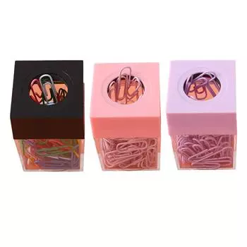 Магнитный диспенсер для скрепок большой емкости, прозрачный органайзер для хранения скрепок для школьного стола Purple