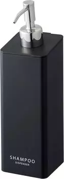 Магнитный дозатор для шампуня Yamazaki Jitsugyo, черный, ширина 7 дюймов, глубина 9 дюймов, высота 24 см, флакон-дозатор с насосом 4259, двухходовой, прибл. чёрный