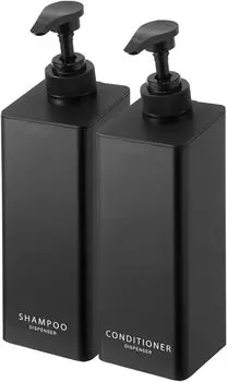 Магнитный дозатор с большим количеством черного шампуня-кондиционера Yamazaki Jitsugyo 1533 1535 Набор из 2 моющих средств одного цвета Tower, 2,