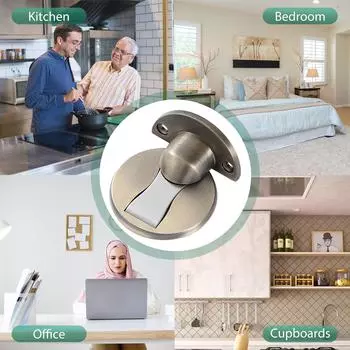 Магнитный дверной стопор, напольное крепление, настенный протектор, самоклеящийся дверной стопор для сверления, для защиты стен золотой