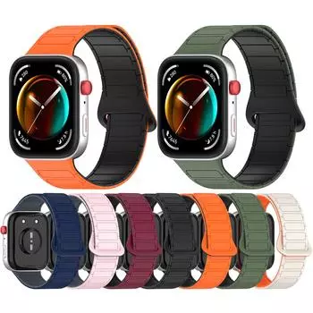 Магнитный двухцветный ремешок, силиконовый сменный ремешок, унисекс, универсальный магнитный ремешок для часов Huawei Watch Fit 3 7