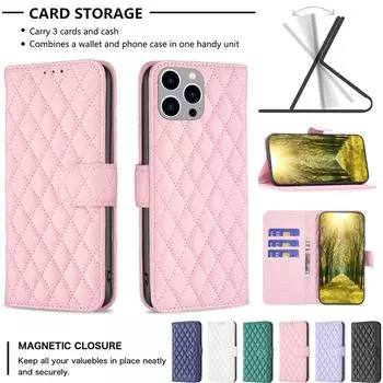 Магнитный флип-кошелек с бриллиантовым слотом для Samsung S23 S22 S21 S20 Ultra Plus A13 A53 A14 A54 A15/iPhone 15 14 Plus 13 12 11 Pro Max XR XS MAX iPhone 7/8/SE 2020 белый