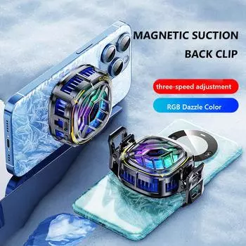 Магнитный и задний зажим для телефона охлаждающий вентилятор с тремя скоростями регулируемый RGB мобильный радиатор охлаждающий вентилятор для PUBG для Samsung iPhone Huawei золотой