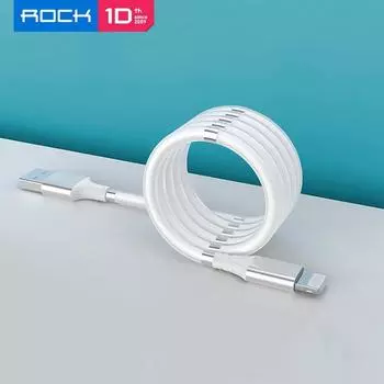 Магнитный кабель для передачи данных ROCK для iPhone с автоматической намоткой Micro Type-C USB Type C Кабель для быстрой зарядки данных для iPhone Samsung Xiaomi HUAWEI 0.9M for Micro белый