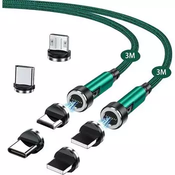 Магнитный кабель для зарядки 7 контактов [3M+3M2 шт.] 3A быстрая зарядка + передача данных Кабель для зарядки Type-C для телефона шнур для зарядки [Type-C + подсветка +