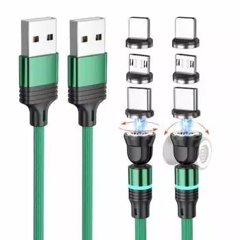 Магнитный кабель для зарядки Магнитный USB Магнитный шнур для зарядки Совместим с быстрой зарядкой USB Зарядка USB Type-C, MicroUSB, USB Type-L Магнитный пылезащитный