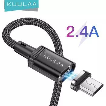 Магнитный кабель Kuulaa, micro-USB Micro 0.5M чёрный