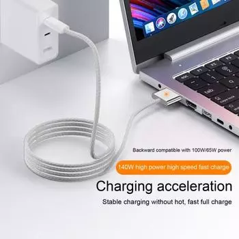 Магнитный кабель питания для зарядки типа C на 5-контактный PD140W, двусторонний кабель для быстрой зарядки, легкий кабель для передачи данных