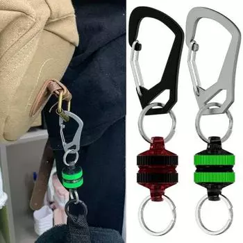Магнитный карабин с быстросъемным брелоком, прочный, портативный, многофункциональный, для кемпинга, скалолазания, пешего туризма, рыбалки, пряжка с магнитом и крюком красный
