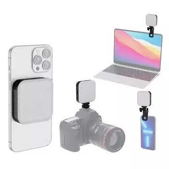 Магнитный карманный светодиодный видеосветильник для фотосъемки заполняющий свет 2500K-9000K диммируемый видеосвет для конференций чёрный