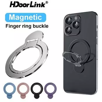 Магнитный кольцевой держатель для сотового телефона HdoorLink для MagSafe, автомобильное магнитное крепление, задняя наклейка для мобильного телефона, кронштейн для IPhone 15, Samsung Xiaomi чёрный