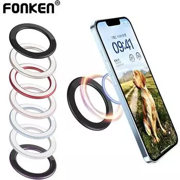 Магнитный кольцевой держатель Fonken для iPhone 14 13 12, магнитный настенный держатель для телефона Magsafe, автомобильная подставка для телефона чёрный