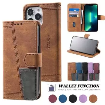 Магнитный кожаный чехол-бумажник в стиле ретро для iPhone 15 14 Plus 13 12 11 Pro Max XSMax 8P/Samsung S23 S22 S21 S20 Ultra Plus S21 S20FE A13 A53 A54 iPhone 6/6S чёрный