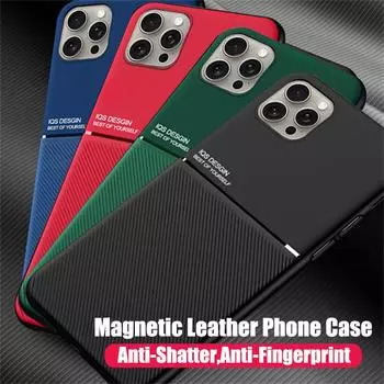 Магнитный кожаный чехол для iPhone 15 14 11 13 12 Pro Max Plus 13 12 Mini, противоударный чехол для iPhone SE 2020 8 7 Plus X XR XS Max For iPhone 14 ProMax чёрный