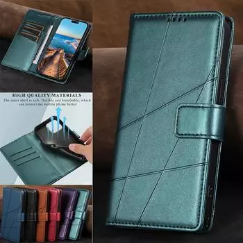 Магнитный кожаный чехол-книжка с отделением для карт для iPhone 15 14 Plus 13 12 11 Pro Max XSMax XR 8 7 Samsung S24 S23 S22 S21 Ultra Plus A15 A14 A54 A13 A53 iPhone 6/6S чёрный