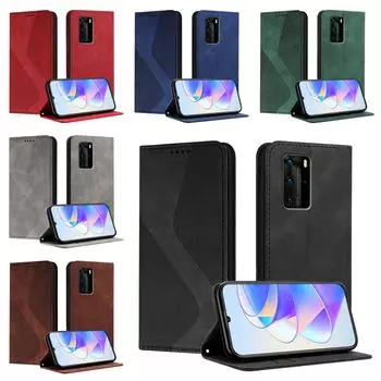 Магнитный кожаный чехол-кошелек-книжка для Huawei P20 P30 P40 P50 Mate P60 Enjoy 20 SE 50 4G Pro Plus Art Lite Cover | Дизайн S LINE P20 синий