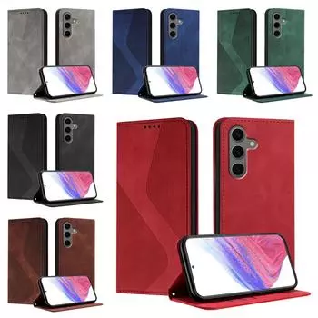 Магнитный кожаный чехол-кошелек-книжка для Samsung Galaxy S25 S24 S23 S22 S21 S20 Ultra Plus FE с отделениями для карт | Дизайн SLINE Galaxy S25 коричневый