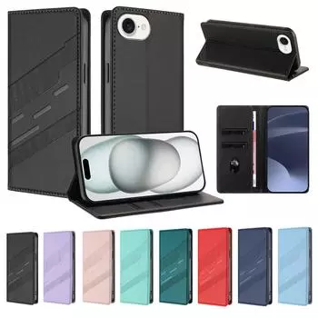 Магнитный кожаный чехол-кошелек-раскладушка для iPhone 16e 16 15 14 13 12 11 X XS XR 8 Plus Pro Max Cover | Модный дизайн и отделения для карт For IPhone 16e розовый
