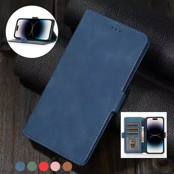 Магнитный кожаный чехол-кошелек в стиле ретро для iPhone 15 14 13 12 11 Pro Max XSMAX XR для Samsung S23 S22 S21Ultra Plus A53 A13 A14 A54 Huawei Redmi iPhone 6/6S красный