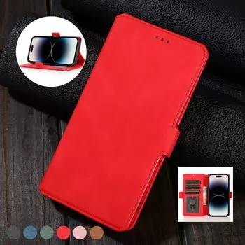 Магнитный кожаный чехол-кошелек в стиле ретро для iPhone 15 14 13 12 11 Pro Max XSMAX XR для Samsung S23 S22 S21Ultra Plus A53 A13 A14 A54 Huawei Redmi iPhone 6/6S красный